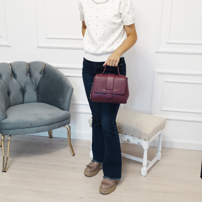 Geanta burgundy din piele naturala 1047 123 [2]