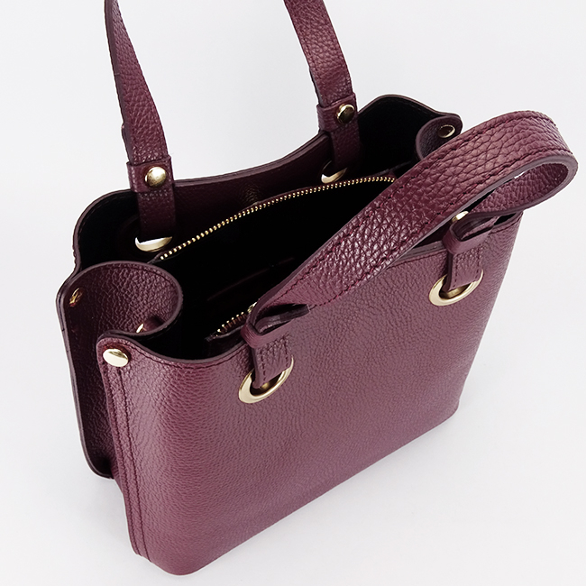 Geanta burgundy medie din piele naturala 8916 129 [7]