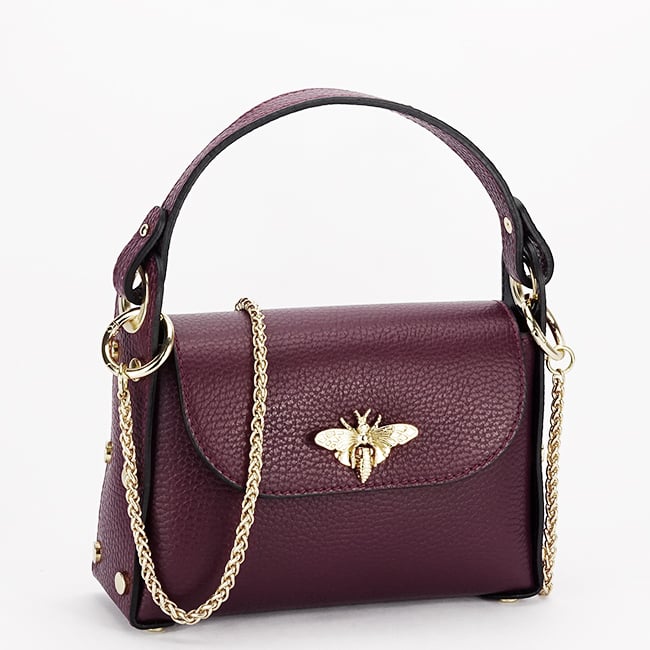 Geanta burgundy mica din piele naturala 1602 122 [2]