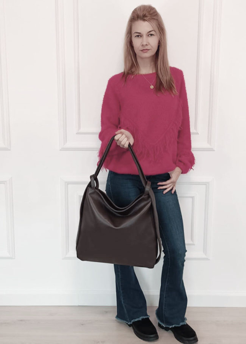 Geanta cafenie din piele naturala 2 in 1 8919 132 [2]