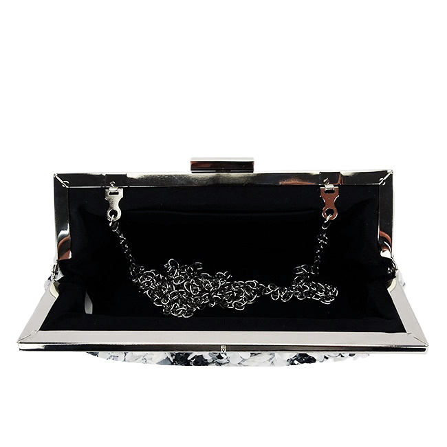 Geanta clutch alb/arginitiu cu paiete BMN-1248 06 [6]