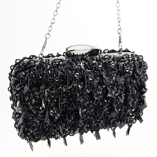 Geanta clutch neagra cu cristale si paiete BME6011 06 [6]