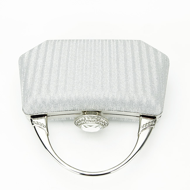 Geanta clutch argintie cu cristale si sclipici 55461 06 [6]