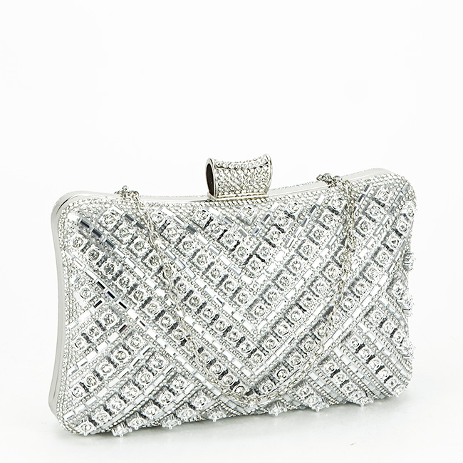 Geanta clutch argintie cu model 3d BYH-87900 06 [3]