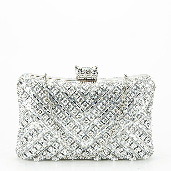 Geanta clutch argintie cu model 3d BYH-87900 06 [2]