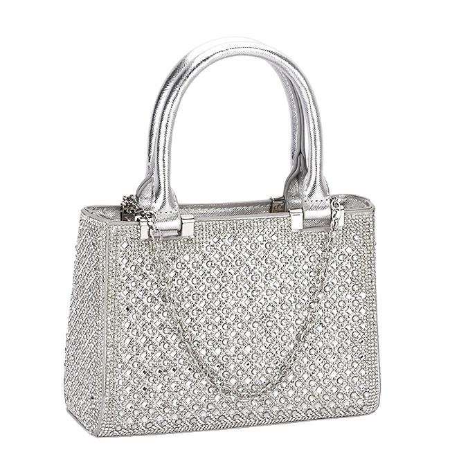 Geanta clutch argintie cu pietricele BK07 05