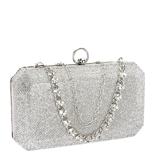 Geanta clutch argintiu cu pietricele BCK-1110 05 [2]