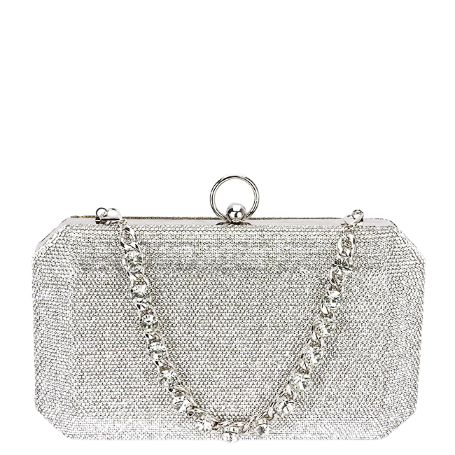 Geanta clutch argintiu cu pietricele BCK-1110 05