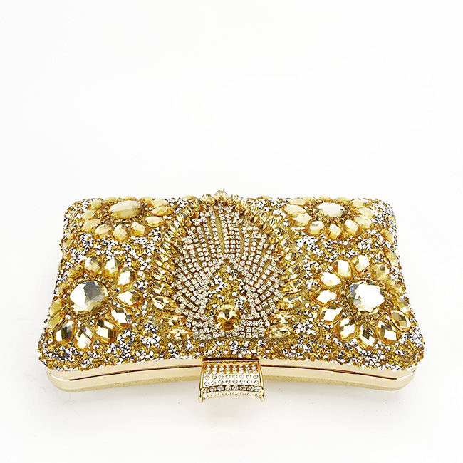Clutch elegant auriu decorat cu pietre [6]