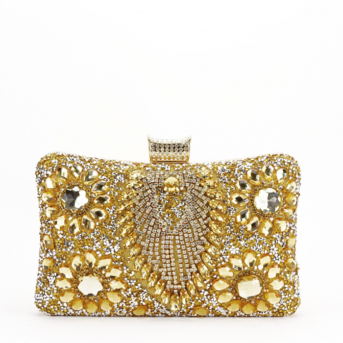 Clutch elegant auriu decorat cu pietre [2]