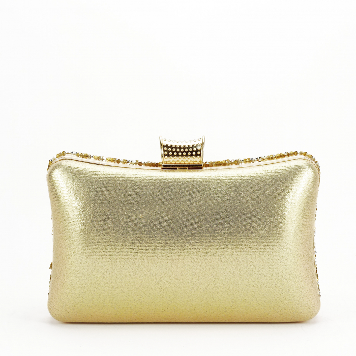 Clutch elegant auriu decorat cu pietre [5]