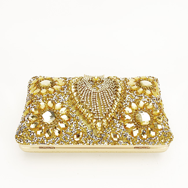 Clutch elegant auriu decorat cu pietre [7]