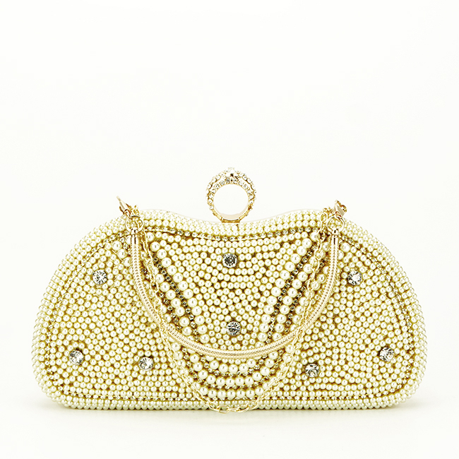 Geanta clutch cu perle si pietricele BME-22732 05 Auriu [2]