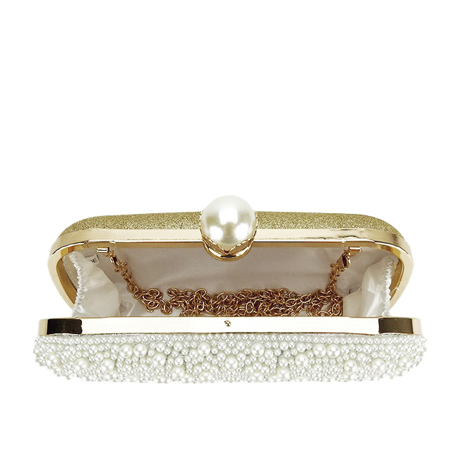 Geanta clutch ivoar/auriu cu perle 1003 01 [9]