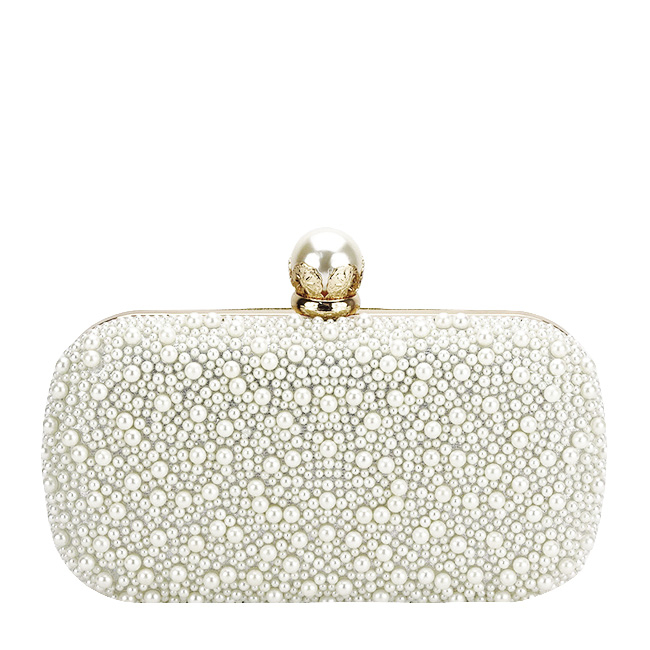 Geanta clutch ivoar/auriu cu perle 1003 01 [2]