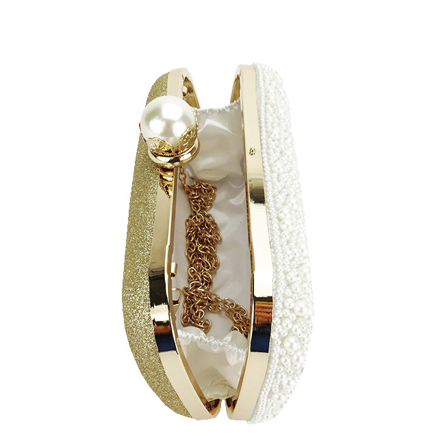 Geanta clutch ivoar/auriu cu perle 1003 01 [10]