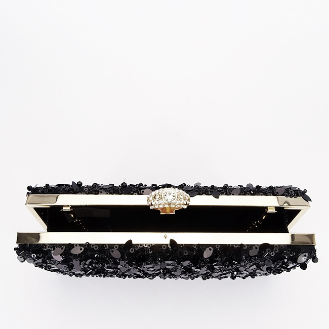 Geanta clutch neagra cu cristale si paiete BYH-907 01 [7]