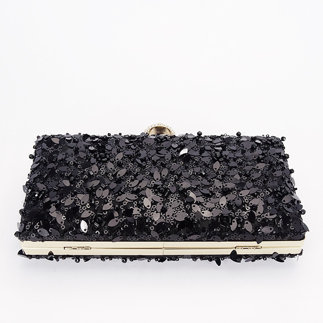 Geanta clutch neagra cu cristale si paiete BYH-907 01 [5]