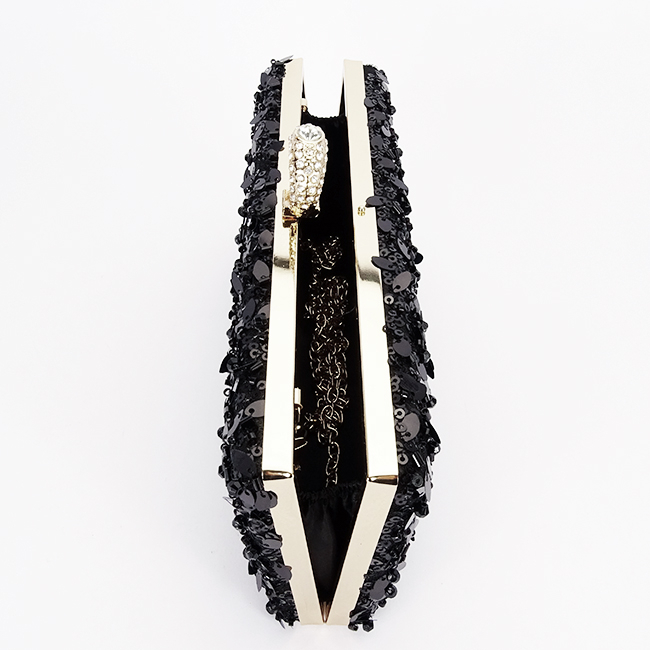 Geanta clutch neagra cu cristale si paiete BYH-907 01 [8]