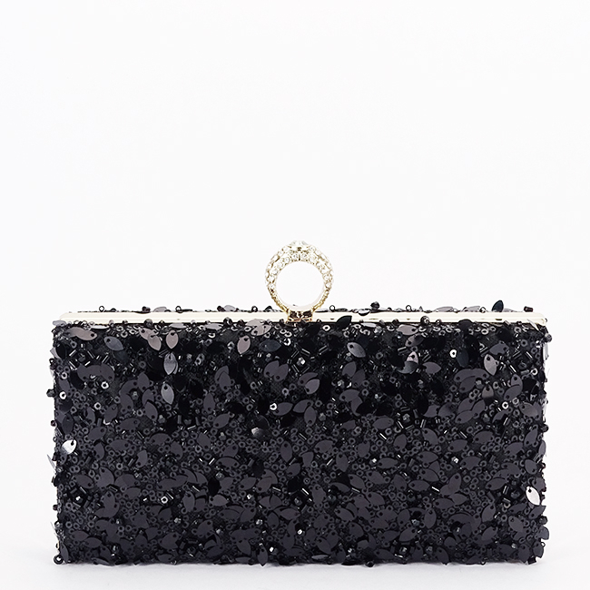 Geanta clutch neagra cu cristale si paiete BYH-907 01 [4]