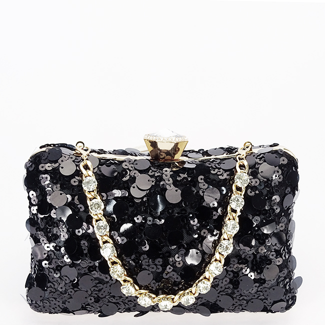 Geanta clutch neagra cu paiete BYH-896 05