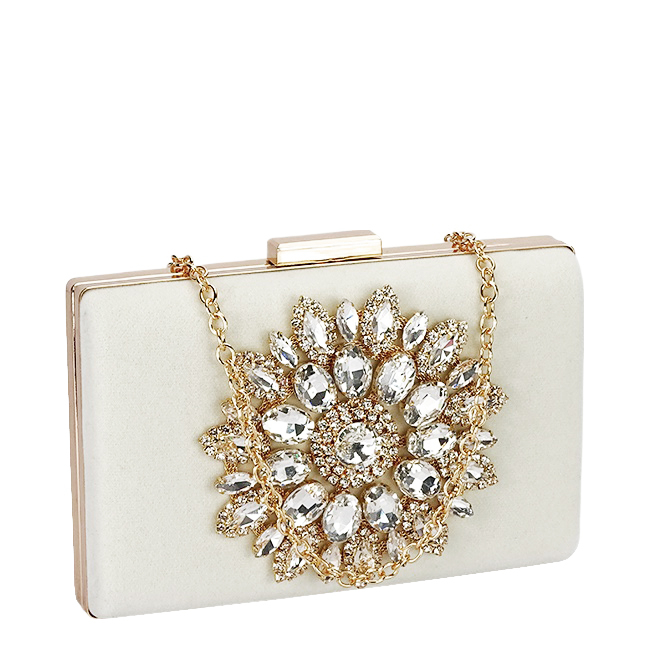 Geanta clutch din catifea bej B18110 05
