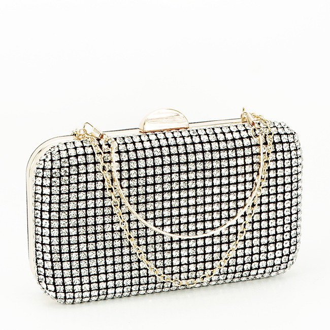 Geanta clutch resigilata cu cristale BJH-1609 03 Negru M0 [2]
