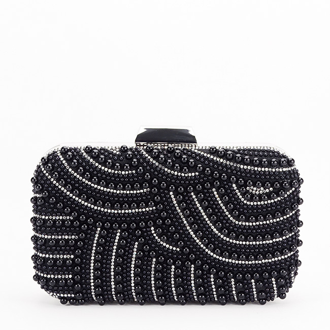Geanta clutch negru cu perle 1006 05 [2]
