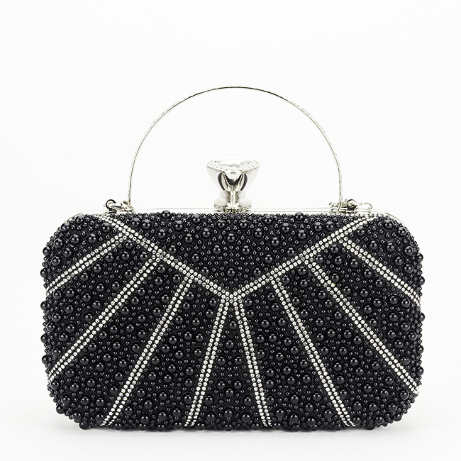 Geanta clutch negru cu perle 1008 05