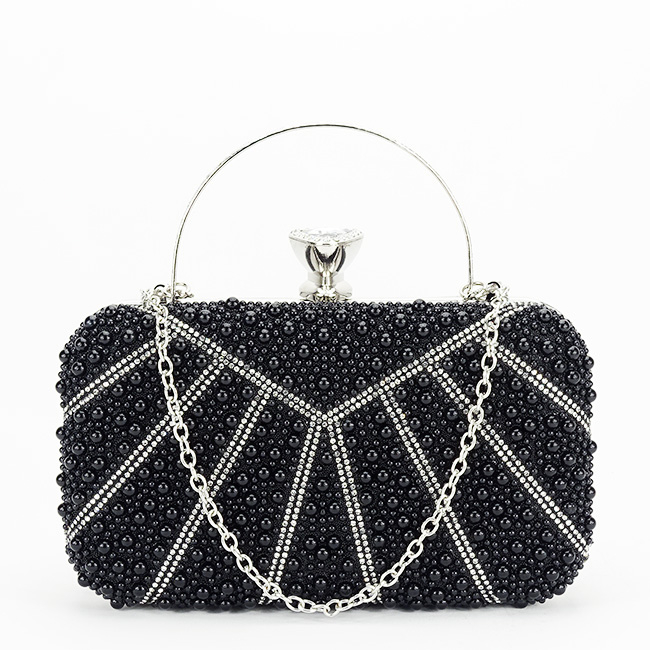 Geanta clutch negru cu perle 1008 05 [2]