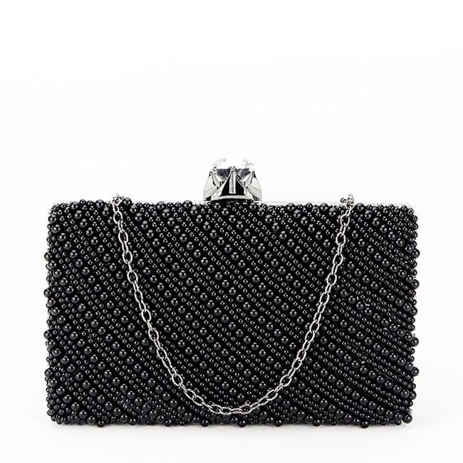 Geanta clutch negru cu perle BME-22733 05