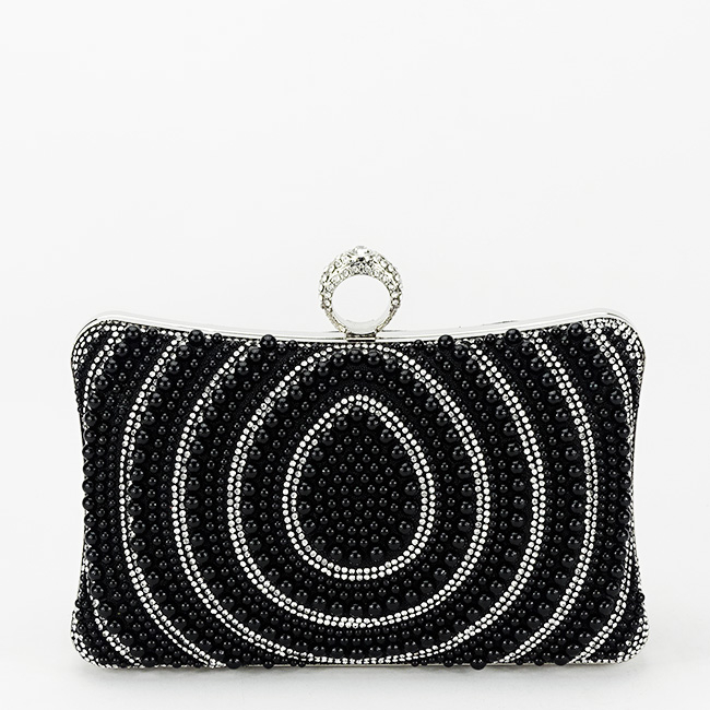 Geanta clutch negru cu perle BYH-866 07