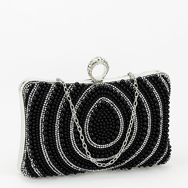 Geanta clutch negru cu perle BYH-866 07 [3]