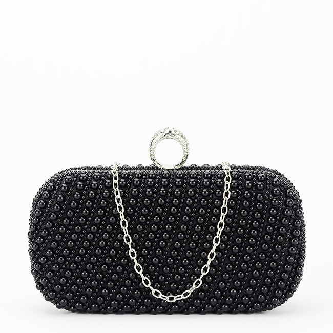 Geanta clutch negru cu perle BYH863 06