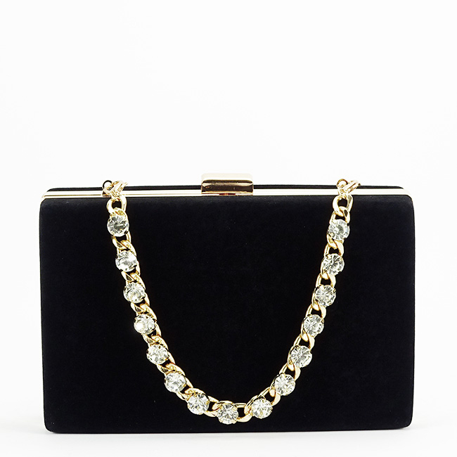 Geanta clutch negru din catifea 1005 01 [2]