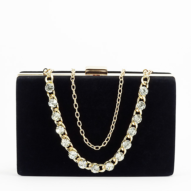 Geanta clutch negru din catifea 1005 01 [3]