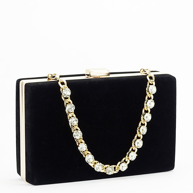 Geanta clutch negru din catifea 1005 01 [4]