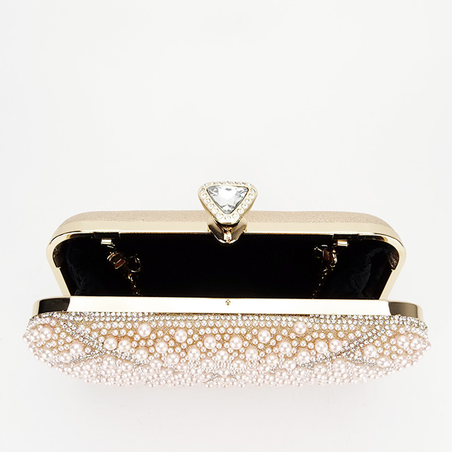 Geanta clutch roz perlat/auriu roze cu perle 1008 05 [8]