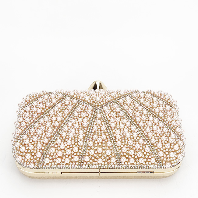 Geanta clutch roz perlat/auriu roze cu perle 1008 05 [7]