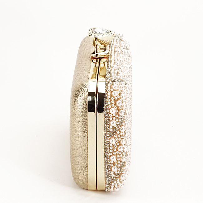 Geanta clutch roz perlat/auriu roze cu perle 1008 05 [4]