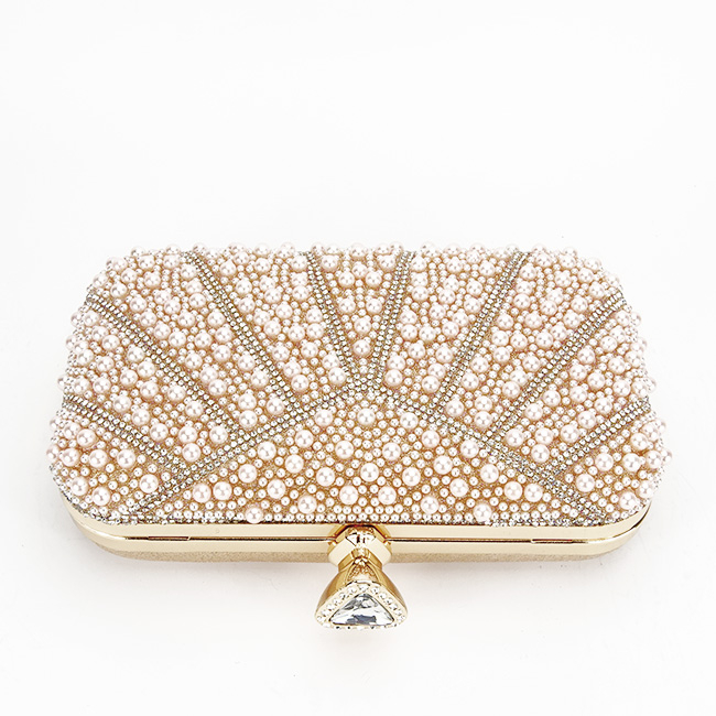 Geanta clutch roz perlat/auriu roze cu perle 1008 05 [6]