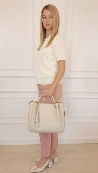 Geanta crem din piele naturala Ariana 123 [2]