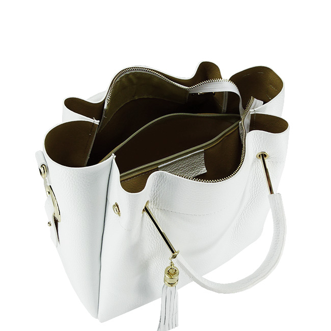 Geanta din piele naturala Ariana 123, 33x30x13 cm, Alb [5]
