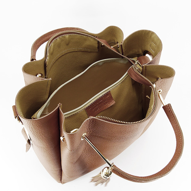 Geanta din piele naturala Ariana 123, 33x30x13 cm, Camel [8]