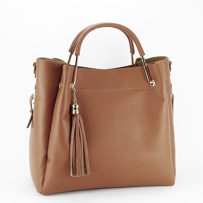 Geanta din piele naturala Ariana 123, 33x30x13 cm, Camel [2]
