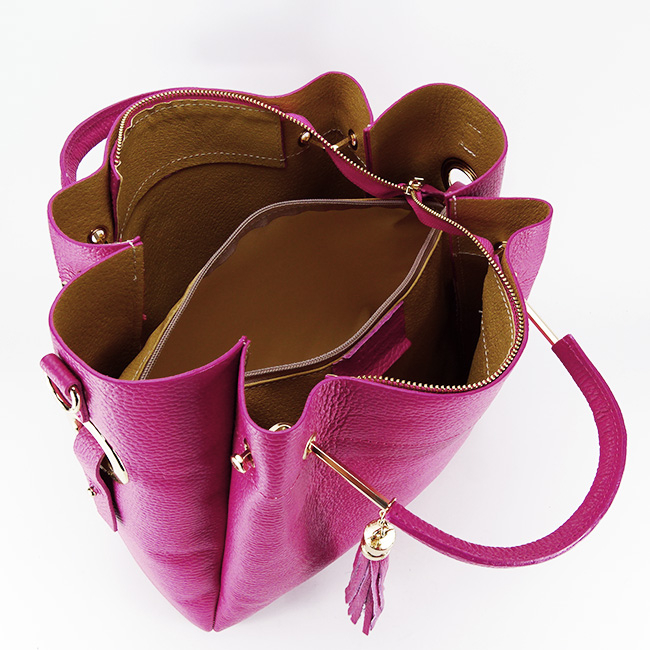 Geanta din piele naturala Ariana 122, 33x30x13 cm, Fucsia [8]