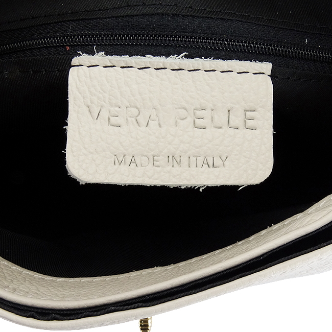 Geanta din piele naturala crem cu brosa 1505A 123 [8]