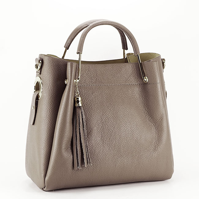 Geanta din piele naturala maro deschis Ariana 122 [3]