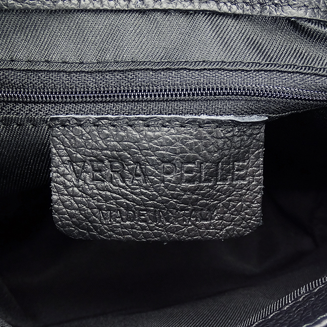 Geanta din piele naturala neagra cu brosa 1505A 123 [9]