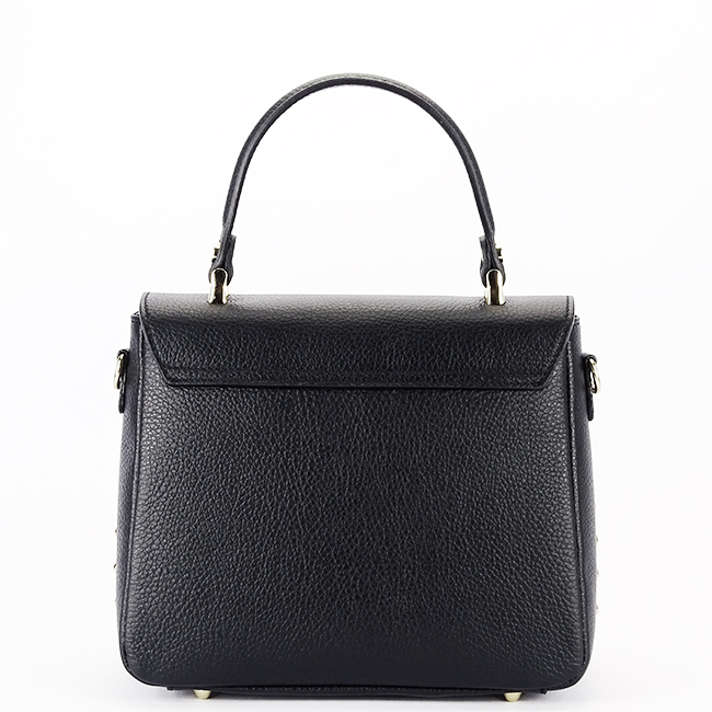 Geanta din piele naturala neagra cu brosa 1505A 123 [4]